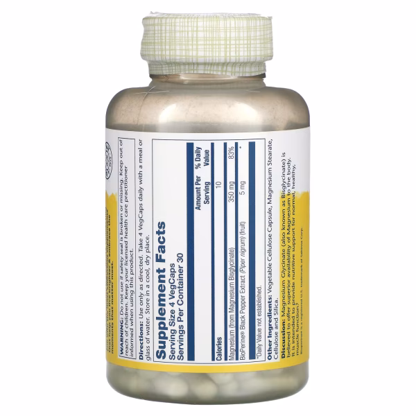 Solaray, High Absorption Magnesium Glycinate, 350 mg, 120 VegCaps - Image 2