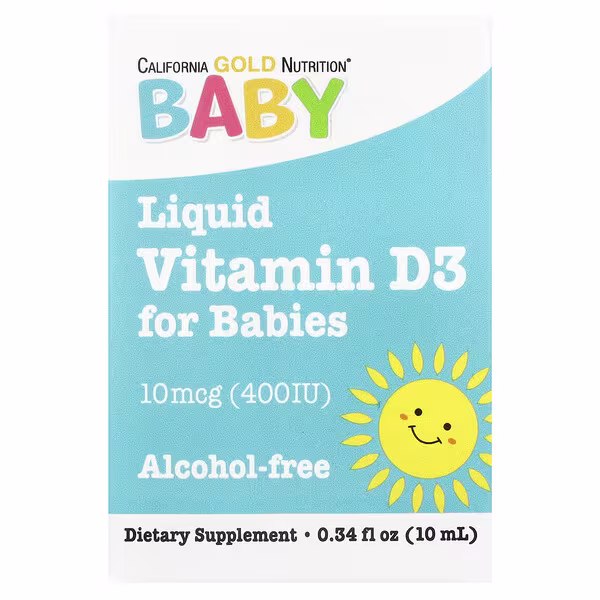 California Gold Nutrition, Baby Vitamin D3 Drops, 10 mcg (400 IU), 0.34 fl oz (10 ml)