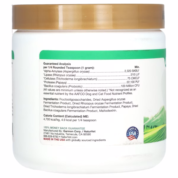 NaturVet, Digestive Enzymes + Pre & Probiotic, For Dogs & Cats, 8 oz (228 g) - Image 2