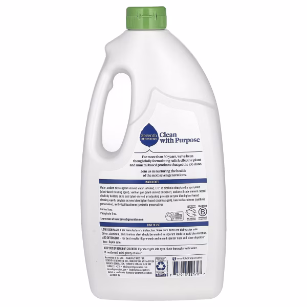 Seventh Generation, Dishwasher Detergent Gel, Free & Clear, 2.62 lb (1.19 kg) - Image 2