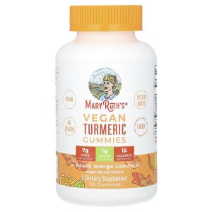 MaryRuth's, Vegan Turmeric Gummies, Peach Mango Lemon, 250 mg, 120 Gummies (62.5 mg per Gummy)