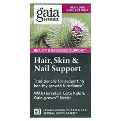 Gaia Herbs, Hair, Skin & Nail Support, 60 Vegan Liquid Phyto-Caps