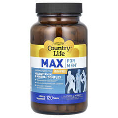 Country Life, Max For Men, Multivitamin & Mineral Complex, Iron-Free, 120 Tablets