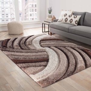 Modern Soft Swirl Shimmer Shaggy Area Rugs