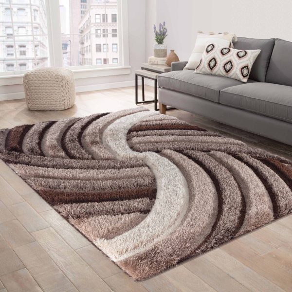 Modern Soft Swirl Shimmer Shaggy Area Rugs