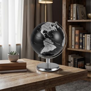 Rotating Earth Globe - Silver